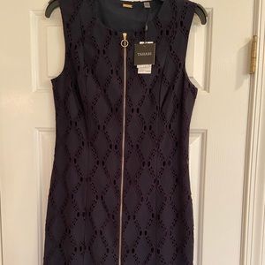 Navy Blue Tahari summer dress👗 with zip front size 10
